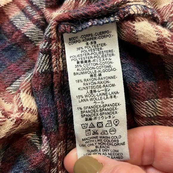 Free People Plaid Northern Bound Flannel Henley top size XS - Picture 9 of 11